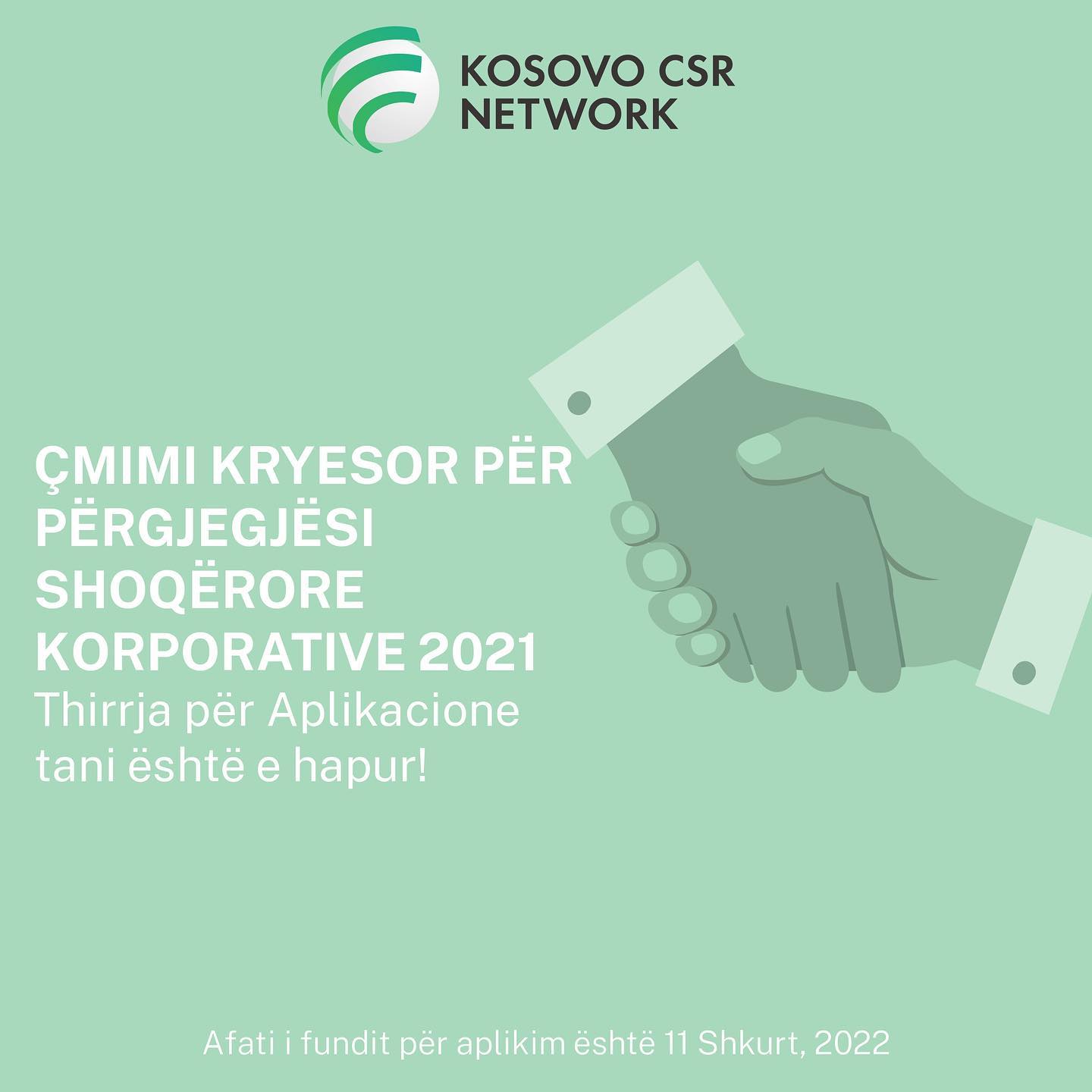 Rrjeti CSR Kosova Hap Thirrjen për Çmimin Vjetor të CSR 2021
