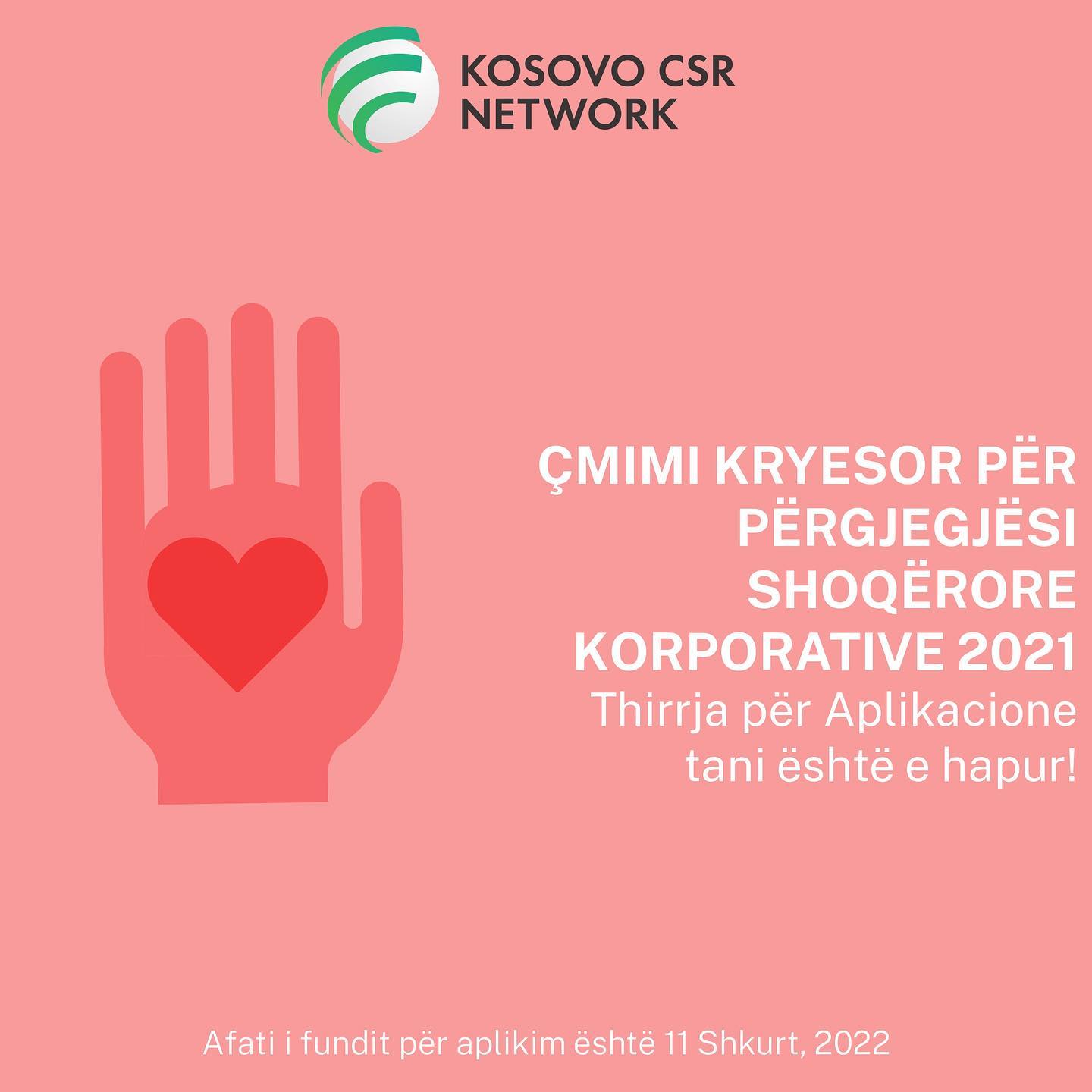 Rrjeti CSR Kosova Hap Thirrjen për Çmimin Vjetor të CSR 2021