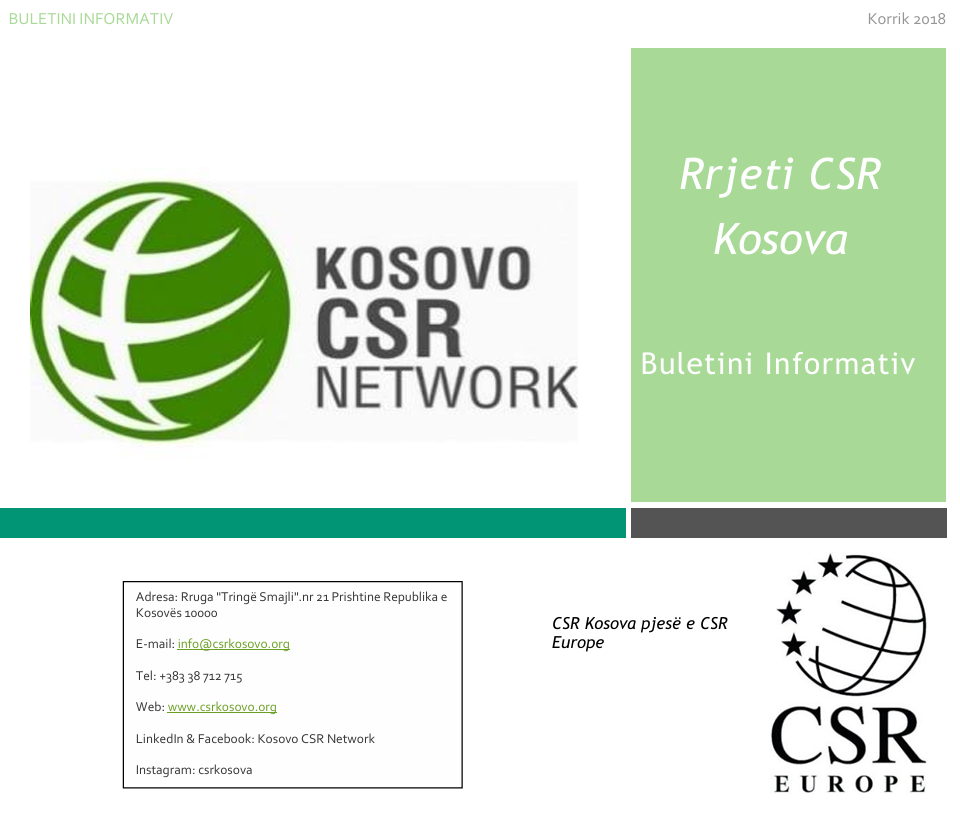 Newsletter of Kosovo CSR Network for July 2018